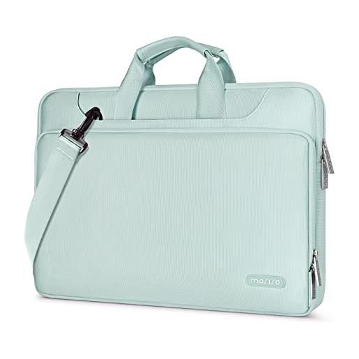 MOSISO 360 protezione laptop spalla borsa compatibile con 17-17,3 pollici dell xps/hp pavilion/ideapad/acer/alienware/hp omen, matching colore sleeve con cintura, menta verde