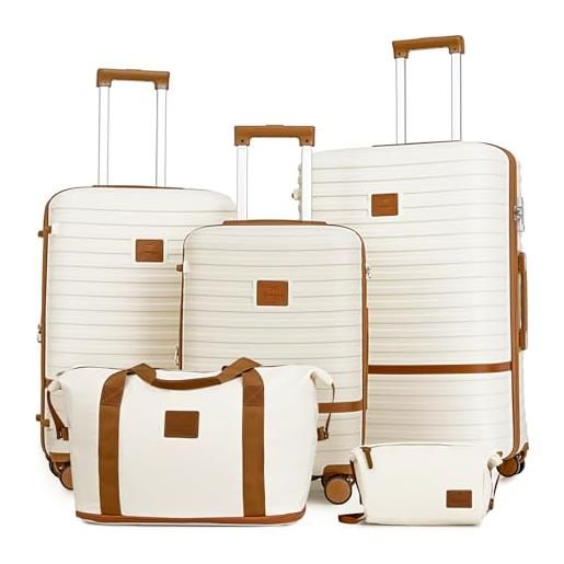Joyway set di valigie da 3 pezzi con ruote girevoli, hardside espandibile da viaggio con serratura tsa (20/24/28). . , bianco, 9 piece set, set di valigie con ruote girevoli