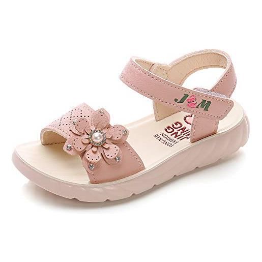 QZBAOSHU sandali bambina sandalo punta aperta bambina pelle scarpe estate con fiori ragazze 36 eu(cn 37, viola)