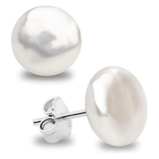 Secret & You - perle coltivate d'acqua dolce perle coltivate d'acqua dolce - perle delle monete - montature in argento sterling 925 - disponibile in 11-12 mm, 12-13 mm e 13-14 mm