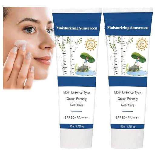 Deysen sun cream - korean skincare sunscreen - organic birch juice moisturizing sunscreen - spf 50+ pa ++++ moisturizer face sunscreen, strong uv protection, moist essence type, skin care waterproof (2pcs)