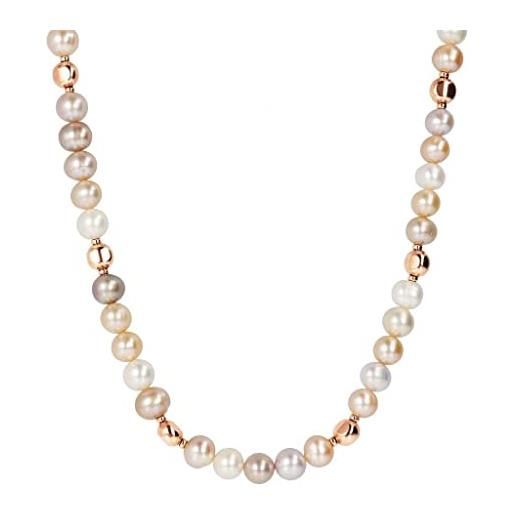 Bronzallure girocollo collana donna con perle bianche e rosa in golden rosé wsbz01697rprl