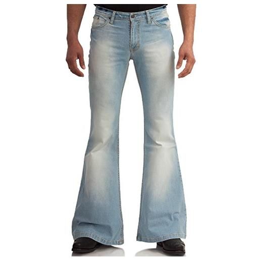 Comycom pantaloni da uomo star bright super used - pantaloni luminosi da uomo in stile vintage vintage, azzurro, 34w x 32l