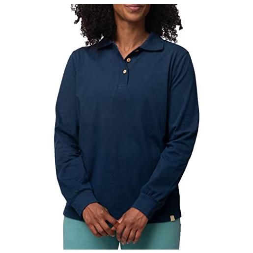 greenjama maglietta a maniche lunghe con colletto polo, certificata gots parte superiore del pigiama, blu oltremare, 50 donna