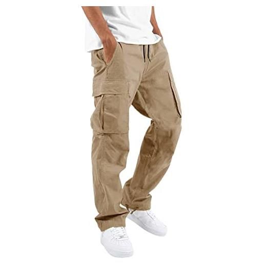 Generico pantaloni uomo cargo con coulisse tasche laterali maschio pants casual sport trousers jeans da lavoro tuta sportiva uomo ideato per la primavera/estate