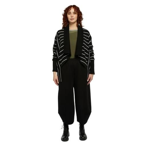 FIORELLA RUBINO: cardigan a righe con collo in maglia curvy size nero stagione primavera estate 2024. 