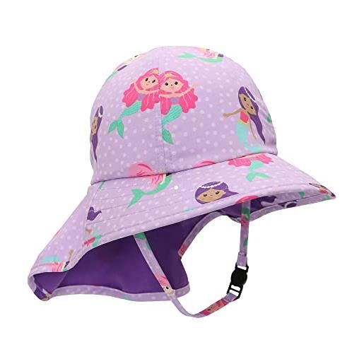 Zoocchini cappellino cappello da sole per bambino pescatore con laccetto, con protezione uv 50+, taglia 2-4 anni, modello sirenetta