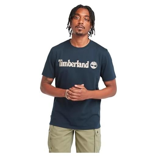 Timberland t-shirt da uomo con logo camo linear blu taglia 3xl codice tb0a5unf433