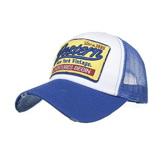 CHENNUO - cappellino da baseball da uomo, in rete, stile vintage blu medium