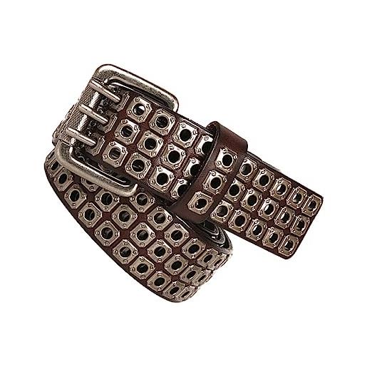 budiniao cinture eleganti con borchie 105cm-125cm cintura cava cinturino punk cinturino in pelle di vacchetta con fibbia, colore del caffè, 120cm