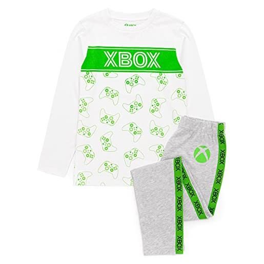 Xbox pigiama ragazze bambini bianco grigio grigio t-shirt manica lunga e legging 14-15 anni