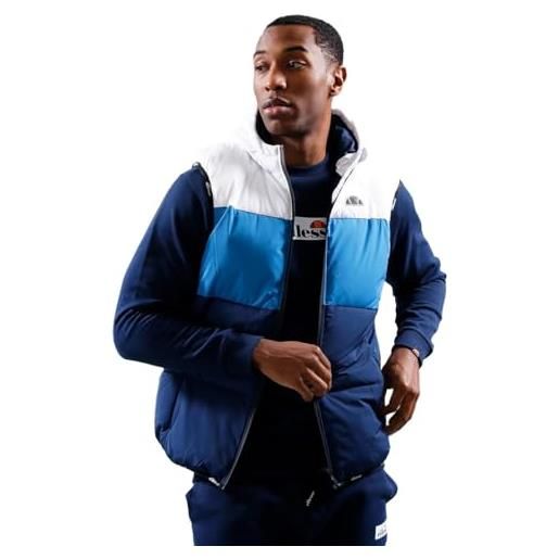 Ellesse apice sza12289 - gilet da uomo con cappuccio, colore: blu navy/bianco/blu, blu navy/bianco, xl