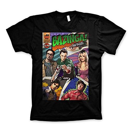 The Big Bang Theory licenza ufficiale bazinga comic cover uomo maglietta grande e alto uomo maglietta (nero), 4xl