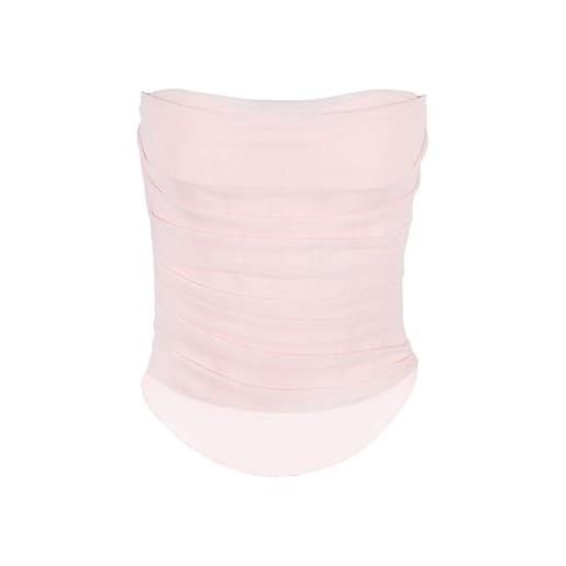 TOSOFT bustini in rete alla moda corsetti top for donna rosa overbust bralette a lisca di pesce crop top corsetto estivo club party wear (color: pink, size: m/medium)