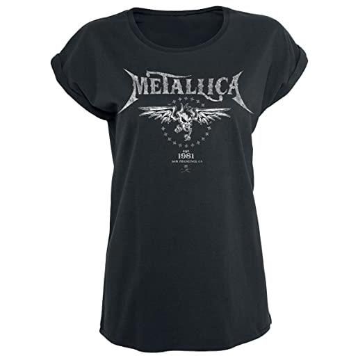 Metallica biker donna t-shirt nero m 100% cotone largo