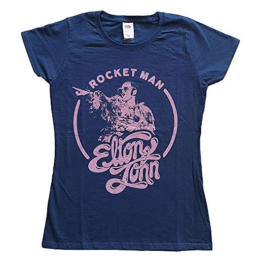 Rockoff Trade elton john ladies t-shirt: rocketman circle point (x-small) - small - blue - ladies