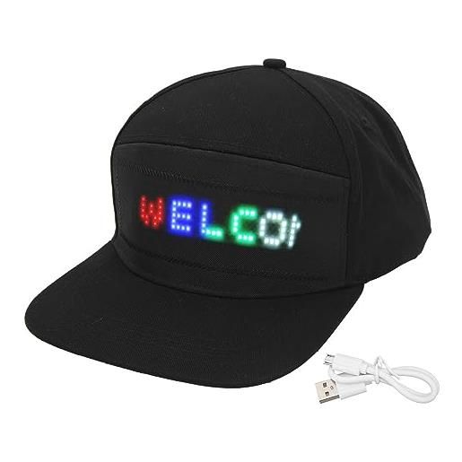 Tissting cappello programmabile con controllo app bluetooth con cappuccio led con schermo led rimovibile, berretto da baseball illuminato modificabile per concerti notturni(nero)
