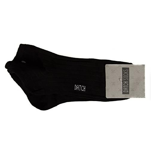 Datch confezione 2 paia calze corte quarter con costina unisex cotone bipack articolo cx0003, d101 nero - black, 41
