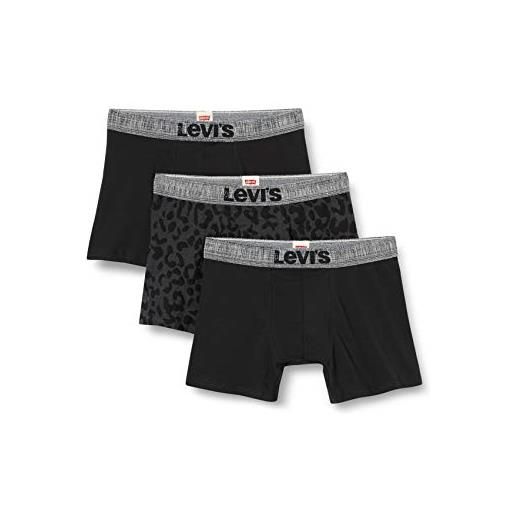 Levi's black leopard all-over print men's boxer briefs (3 pack) slip, nero, xl (pacco da 3) uomo
