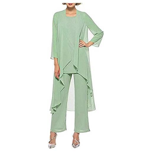 Leader of the Beauty abiti formali in chiffon per madre della sposa per feste di nozze abiti da sera con pantaloni, blu, 48