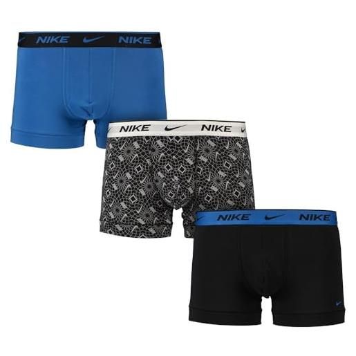 Nike trunk 3pk, boxer da uomo, confezione da 3 pezzi. (it, testo, xl, regular, regular, black circle print/photo blue/black)