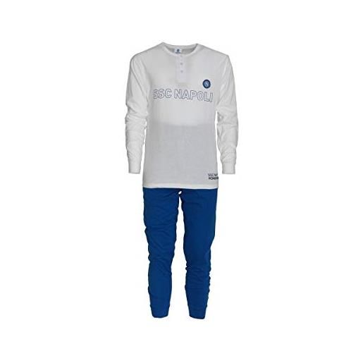 Ssc napoli pigiama estivo maniche lunghe cotone leggero (5-6 anni, bianco)