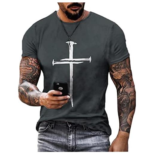 TOBILE maglietta corta da uomo t-shirt da uomo con stampa corta t-shirt da uomo top t-shirt oversize t-shirt uomo abbigliamento-tx-040737, l