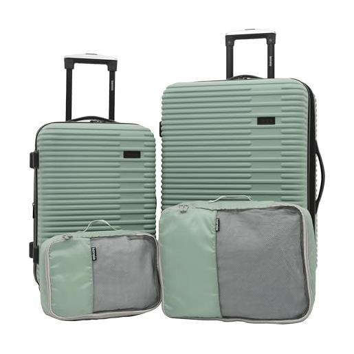 Kensie hillsboro - set di 4 valigie e borse da viaggio da donna, granito verde, hillsboro - set di 4 valigie e borse da viaggio