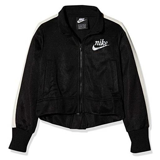 Nike g nsw icon jkt flc, giacca della tuta bambina, black/pale ivory/reflective silv, m