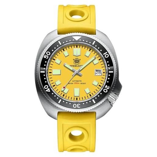 London Craftwork sd1970 steeldive captain willard 6105 orologio subacqueo automatico movimento nh35, giallo limitato (cinturino in gomma), militare