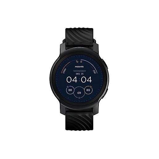 Motorola moto Motorola watch 100-42mm smartwatch, batteria fino a 14 giorni, frequenza cardiaca 24/7, spo2, resistente all'acqua 5atm, aod, compatibile con ios e android, nero fantasma