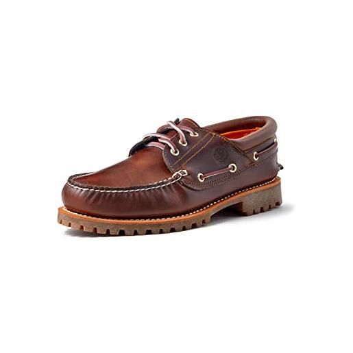 Timberland authentics 3 eye classic scarpe da barca uomo, marrone ( brown full grain), 50 eu