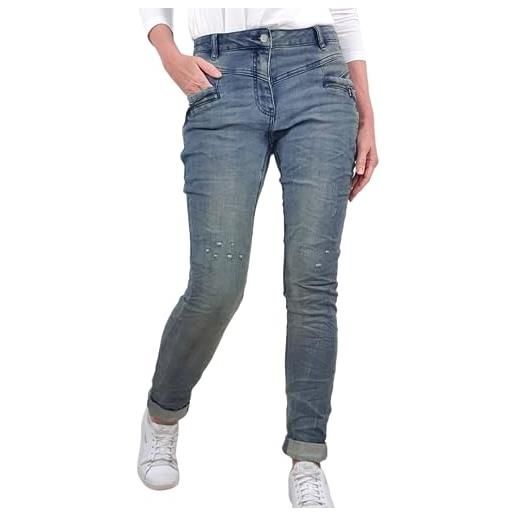 Buena Vista florida z jeans da donna | pantaloni elasticizzati in denim con doppi passanti per cintura, tint destroyed, m