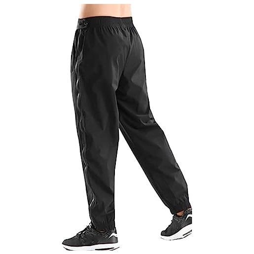 HMLOPX fantastico pantaloni da jogging da uomo con cerniera laterale, pantaloni della tuta da riscaldamento a strappo, pantaloni da corsa sportivi da corsa ( color: black elastic cuffs , size: xl-xlarge )