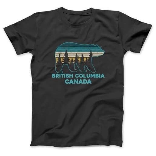 OrcoW t-shirt vintage con orso grizzly della british columbia canada, idea regalo, 100% cotone, maglietta grafica per uomo e donna, nera, nero , 4xl