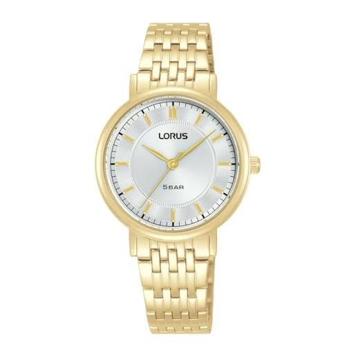 Lorus orologio da donna. Movimento al quarzo a 3 aghi, resistenza all'acqua di 5 atm, bracciale in acciaio a forma rotonda - riflette il tuo stile con precisione e durata, oro