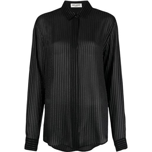 Saint Laurent camicia con effetto metallizzato - nero