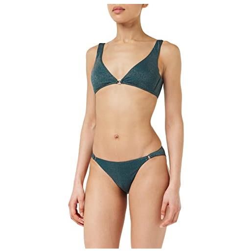 Emporio Armani bikini da donna in lurex testurizzato yarn a triangolo e lettera set, verde tropicale