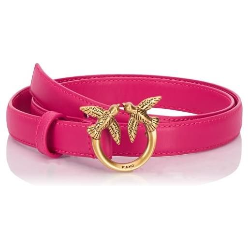 Pinko love berry h2 belt vitello seta cintura, n17q_pink antique gold, s donna