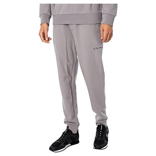 Armani Exchange logo lines fleece pant pantaloni casual, grey, large uomini