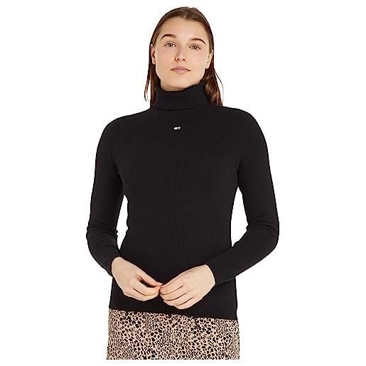 Tommy Jeans pullover donna essential collo alto, nero (black), xxs