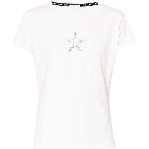LIU JO - tshirt bco logo stella strass