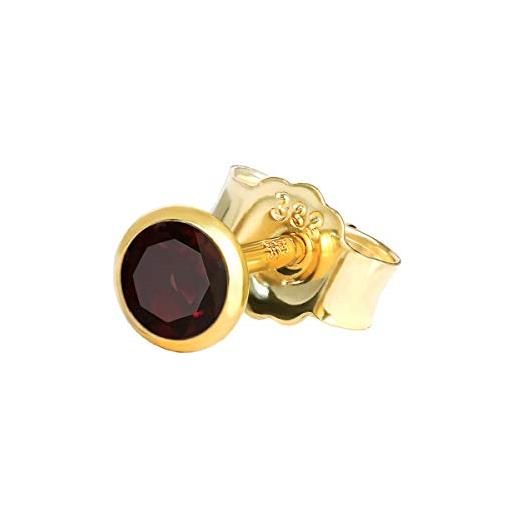 NKlaus orecchino singolo in vero granato oro rosso giallo 333 8 carati oro 3,5mm piccolo orecchino 7994
