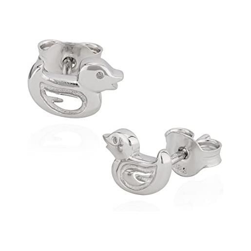 NKlaus coppia di orecchini a perno piccoli anatra argento 925 resistente all'appannamento 6x9 mm orecchini motivo 9756