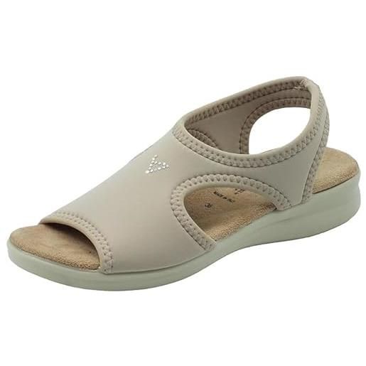 Valleverde 25322 beige sandali con zeppa bassa per donna in tessuto elasticizzato (taglia 38)