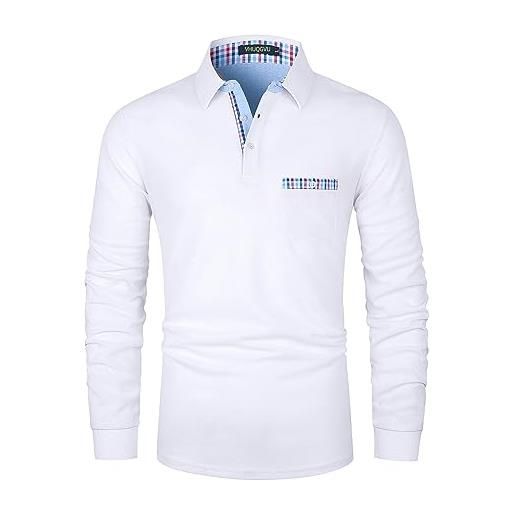 VHUQGVU polo uomo cotone classic manica lunga moda design qualità eccellente slim-fit tennis poloshirt, blu, 3xl