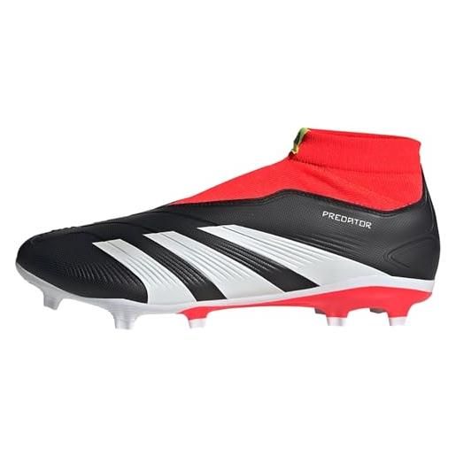 adidas predator 24 league laceless firm ground boots, scarpe da ginnastica unisex-adulto, core black ftwr white solar red, 48 eu