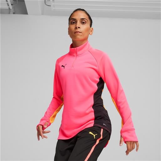 PUMA maglia da calcio con zip corta individualblaze da donna, rosa/nero/altro