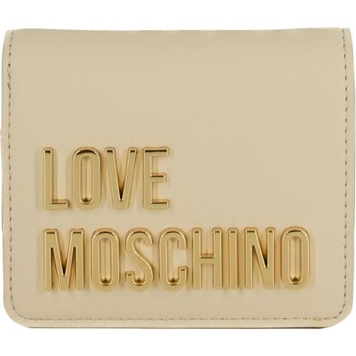 Love Moschino portafoglio piccolo con scritta avorio