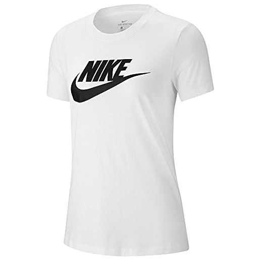 Nike w nsw tee essntl icon futura, t-shirt donna, bianco (white/black), l